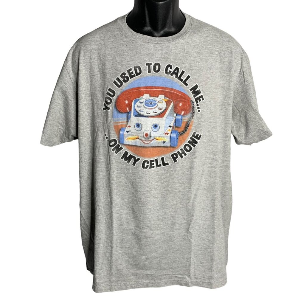 Mattel Toy Cell Phone Crewneck T Shirt XL Grey Short Sleeves Graphic Cotton